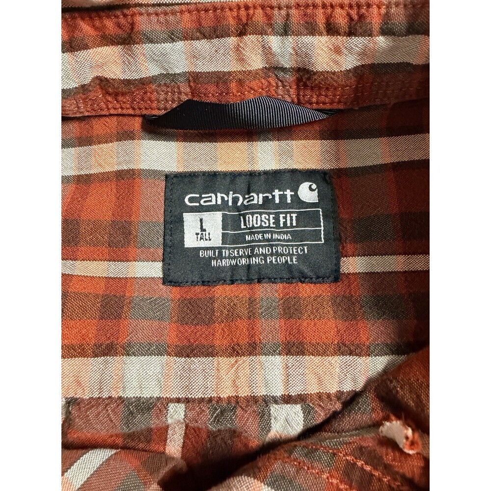 Carhartt Men's LT Loose Fit Plaid Short Sleeve Button Down  Cotton - Picture 4 of 7